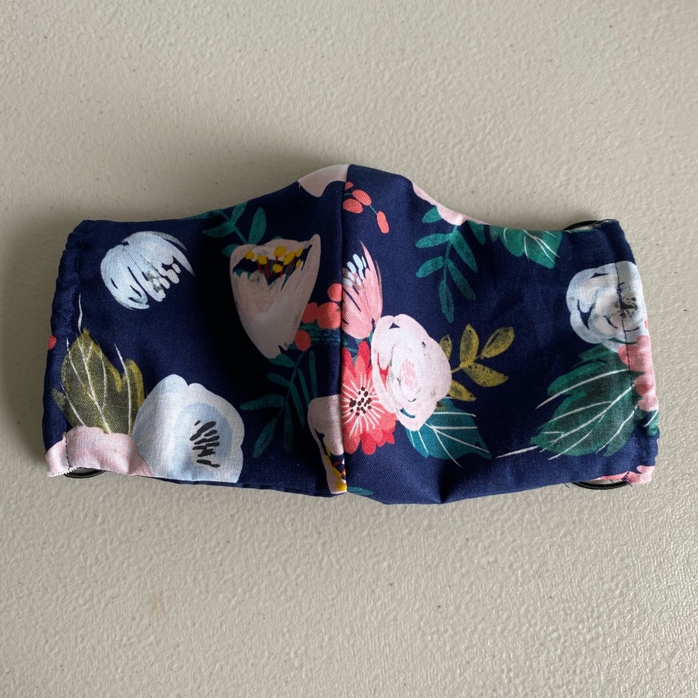 Handmade face mask floral navy print